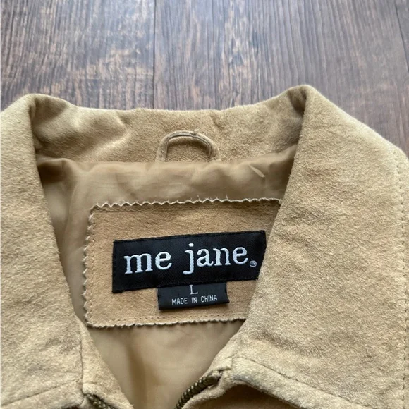 Vintage Me Jane Tan Suede Leather Jacket Floral Embroidered Boho Western Y2K- L - Picture 5 of 9